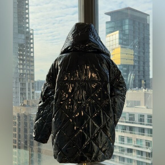🆕 ALO YOGA 🧿 NWOT Snomoto Puffer Jacket, Black Patent Finish - Sz L / US 12-14 - Picture 11 of 16